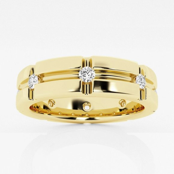 1/2 ctw Round Lab Grown Diamond Men's Wedding Band - Picture 3 of 6